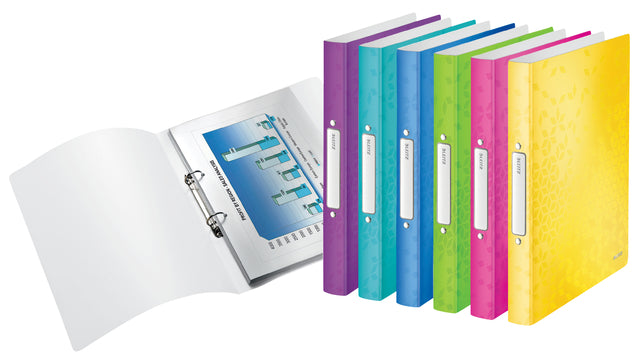 Ringband Leitz WOW A4 2-rings O-mech 25mm PP roze (per 10 stuks)