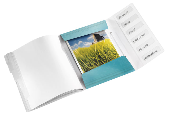 Sorteermap Leitz WOW 6 tabbladen PP ijsblauw