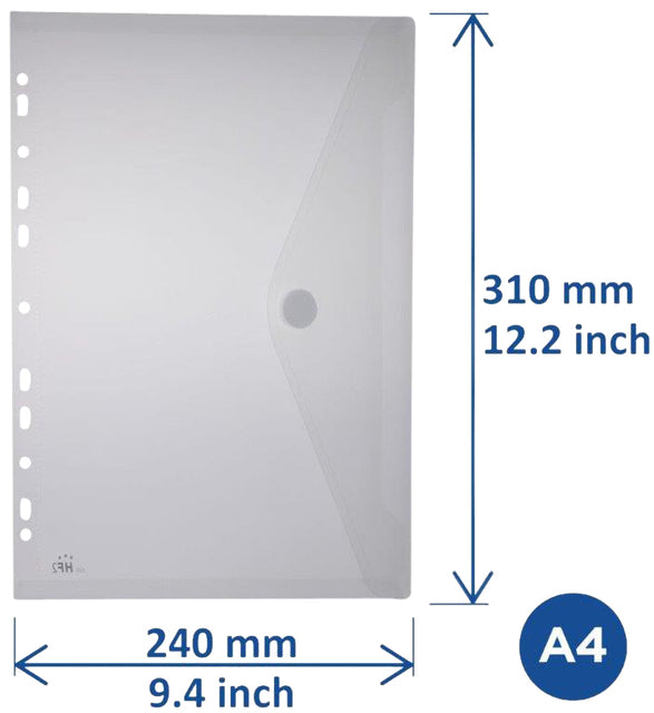 Enveloptas HF2 A4 240x310mm 11-gaats PP transparant wit (per 10 stuks)