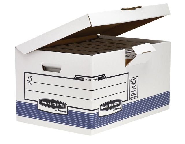 Archiefdoos Bankers Box System fold flip top maxi wit blauw (per 10 stuks)