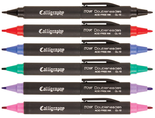 Kalligrafiepen Itoya CL10 1.5 én 3.0mm penpunt set à 6 basis kleuren