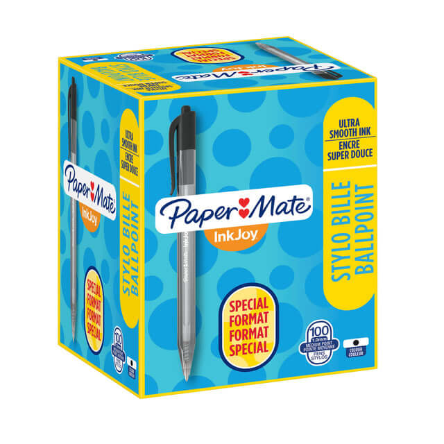 Balpen Paper Mate Inkjoy 100RT zwart medium 80+20 gratis (per 100 stuks)