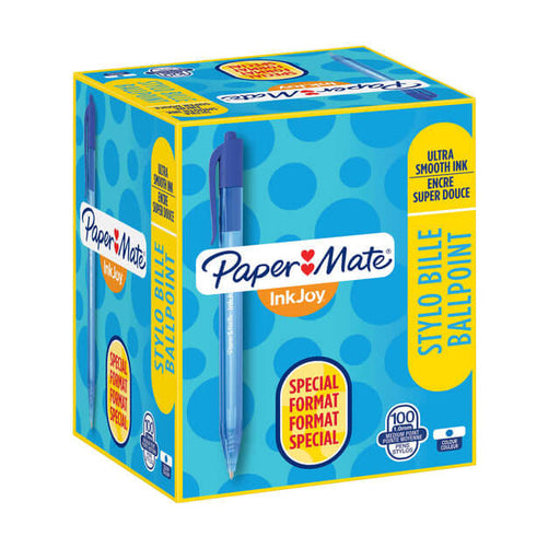 Balpen Paper Mate Inkjoy 100RT blauw medium 80+20 gratis (per 100 stuks)