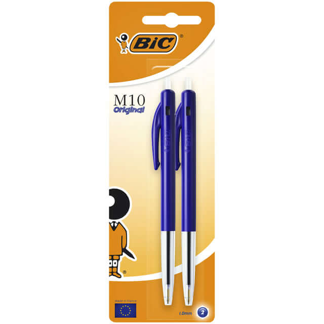 Balpen Bic M10 blauw medium blister à 2st