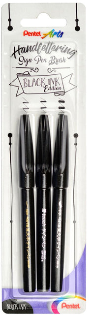 Brushstift Pentel SES15 blister à 3 stuks zwart edition