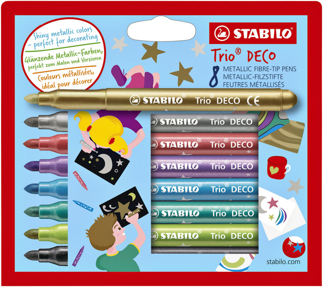 Viltstift STABILO Trio deco metallic etui  à 8  kleuren