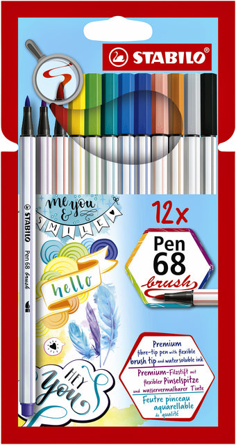 Brushstift STABILO Pen 568/12-21 etui à 12 kleuren