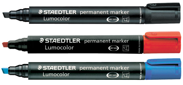 Viltstift Staedtler Lumocolor 350 permanent schuin blauw (per 10 stuks)