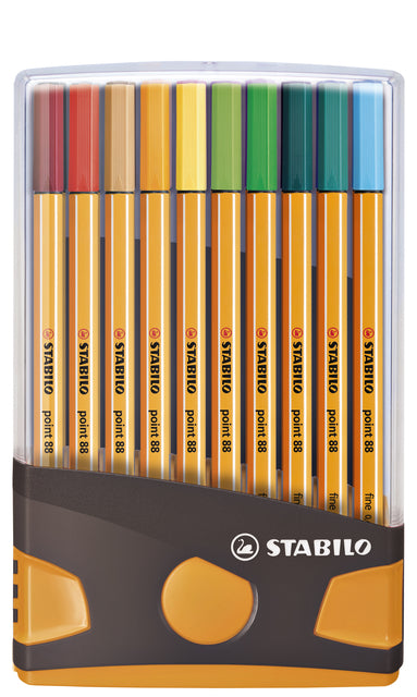 Fineliner STABILO point 88 ColorParade antraciet/oranje etui à 20 kleuren