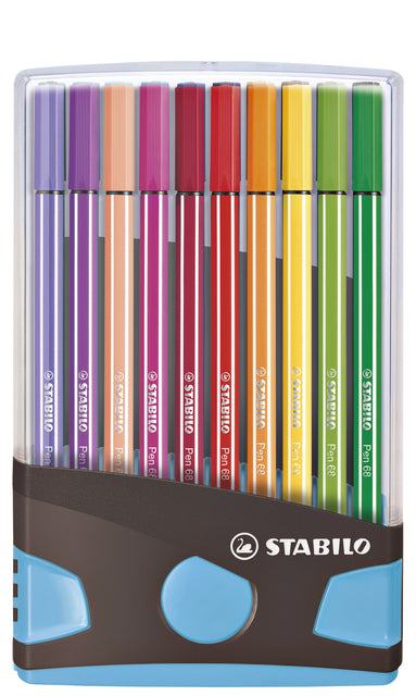 Viltstift STABILO Pen 68 ColorParade turquoise etui à 20 kleuren