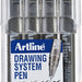 Fineliner Artline set met 0.2-0.4-0.6-0.8mm zwart