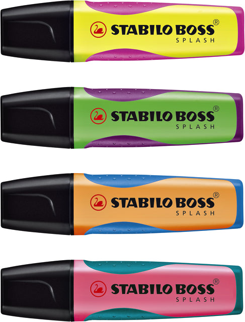 Markeerstift STABILO Boss Splash 75/5 etui à 4 kleuren