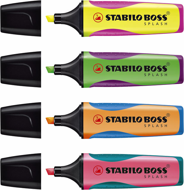 Markeerstift STABILO Boss Splash 75/5 etui à 4 kleuren