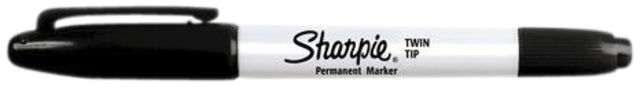 Viltstift Sharpie twin tip rond 0.5mm en 0.9mm zwart blister à 2 stuks
