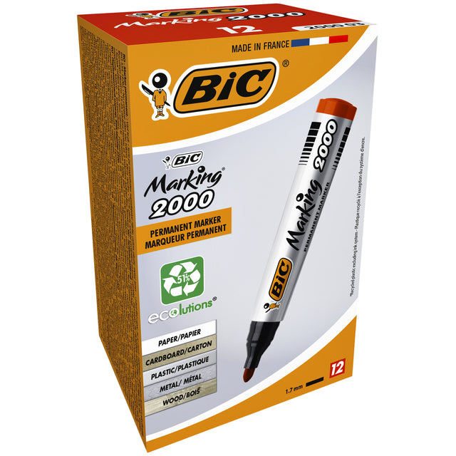 Viltstift Bic 2000 rond rood 1.7mm (per 12 stuks)