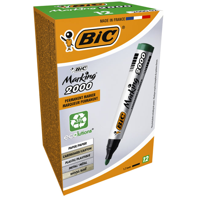 Viltstift Bic 2000 rond groen 1.7mm (per 12 stuks)