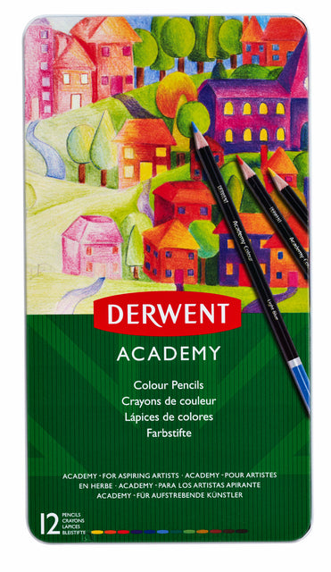 Kleurpotloden Derwent Academy blik à 12 stuks assorti
