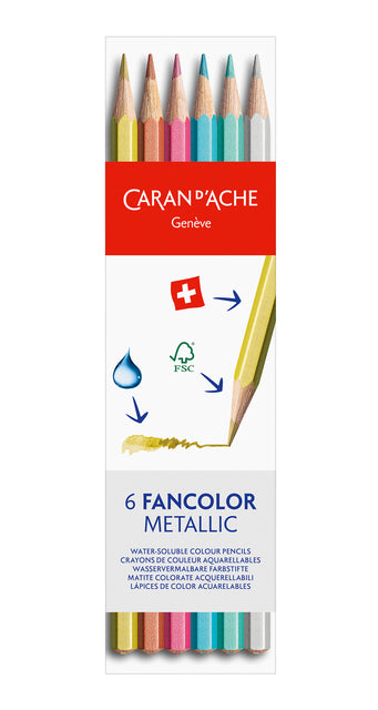 Kleurpotloden Caran d'Ache Fancolor metallic doos à 6st