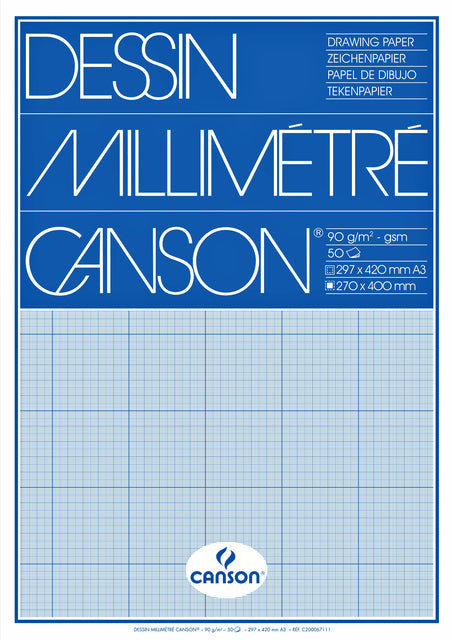 Millimeterblok Canson A3 blauw