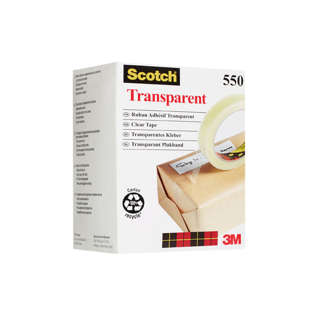 Plakband Scotch 550 12mmx66m transparant (per 12 stuks)