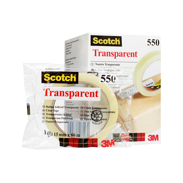 Plakband Scotch 550 15mmx66m transparant (per 10 stuks)
