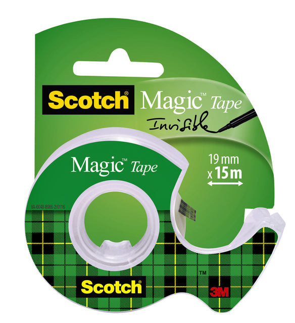 Plakband Scotch Magic 810 19mmx15m onzichtbaar + afroller