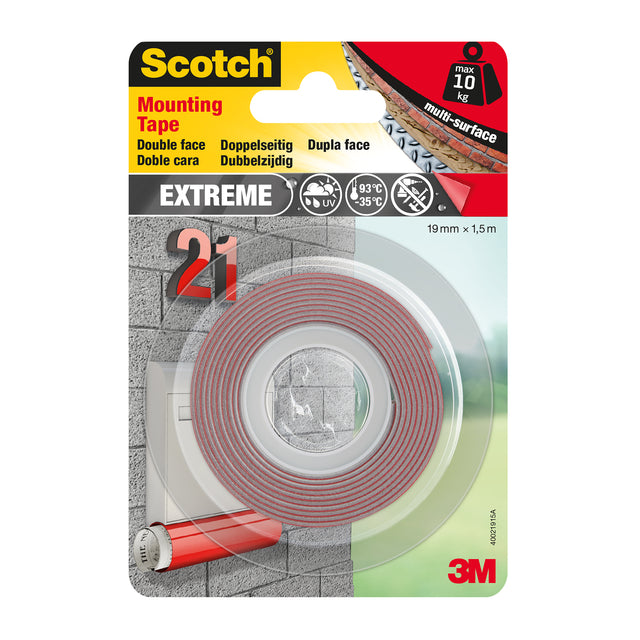 Dubbelzijdig Plakband Scotch Extreme Eterior 19mm x 1,5m