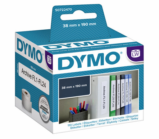 Etiket Dymo 99018 labelwriter 38x190mm ordner smal 110stuks