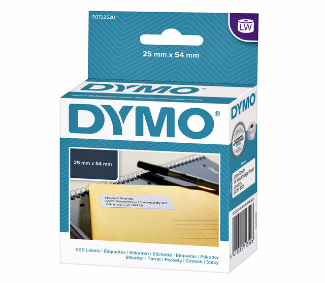 Etiket Dymo 11352 labelwriter 25x54mm retourlabel 500stuks