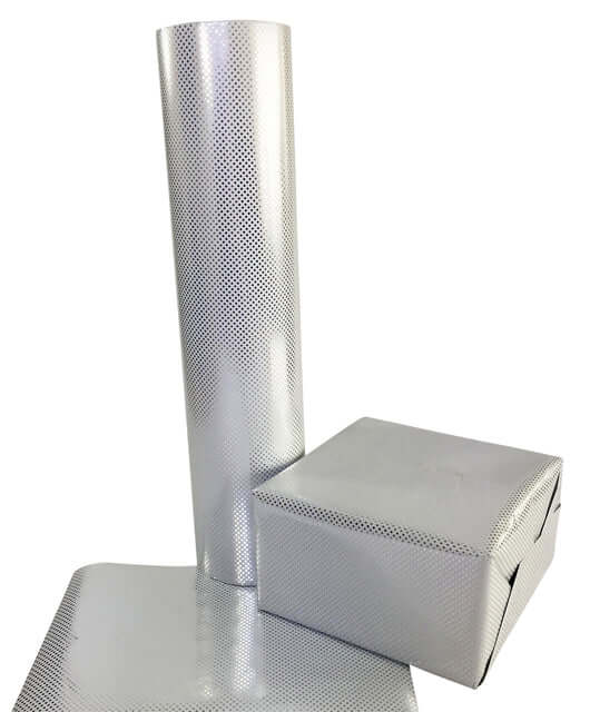 Apparaatrol zilver met stippen 100mx50cm