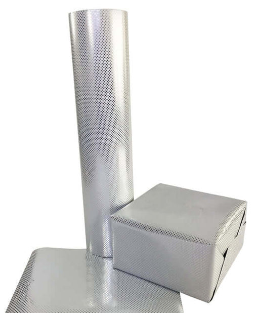 Apparaatrol zilver met stippen 100mx30cm