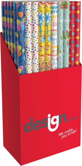 Inpakpapier Design Group party 200x70cm assorti (per 60 stuks)