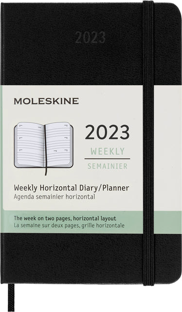 Agenda 2023 Moleskine 12mnd Pocket 7dagen/2pagina's hard cover zwart