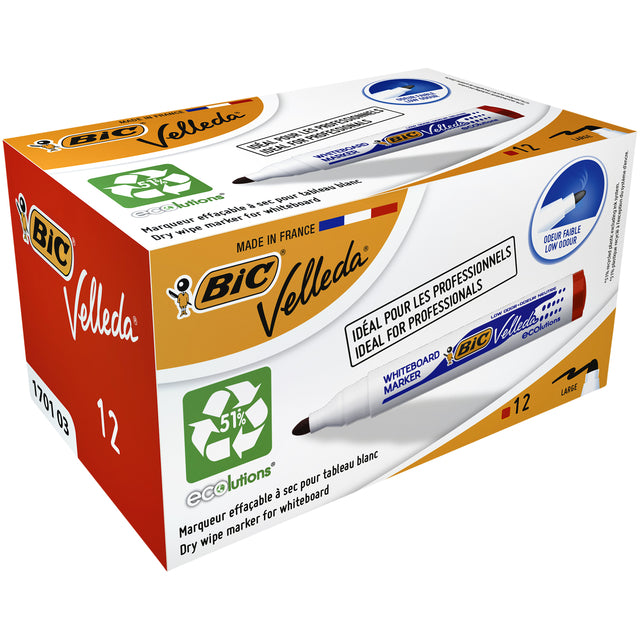 Viltstift Bic 1701 whiteboard rond rood 1.4mm (per 12 stuks)