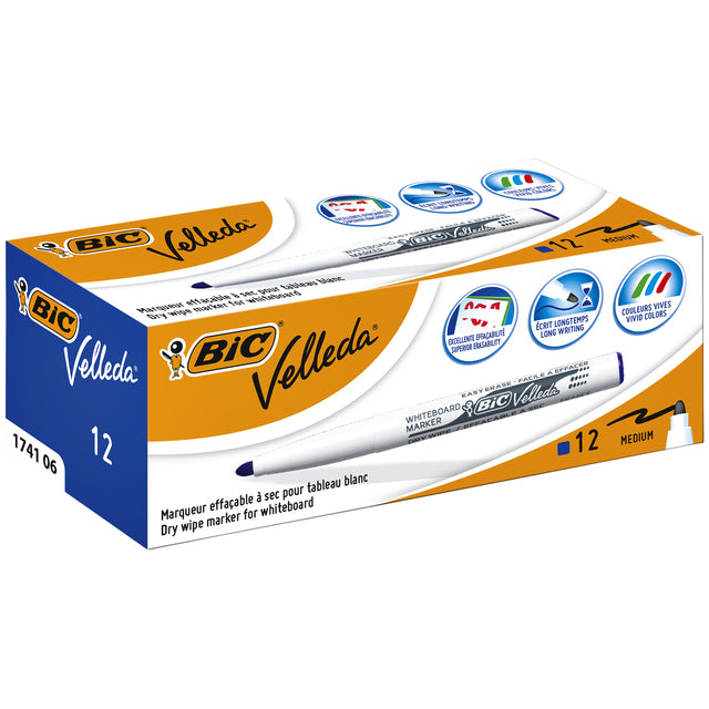 Viltstift Bic 1741 whiteboard rond blauw 1.4mm (per 12 stuks)