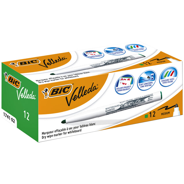 Viltstift Bic 1741 whiteboard rond groen 1.4mm (per 12 stuks)