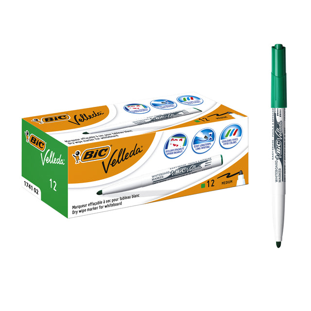 Viltstift Bic 1741 whiteboard rond groen 1.4mm (per 12 stuks)