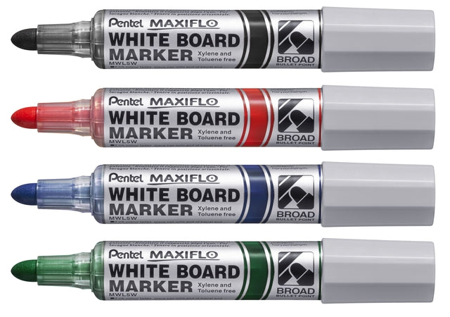 Viltstift Pentel MWL5M Maxiflo whiteboard rood 3mm (per 12 stuks)