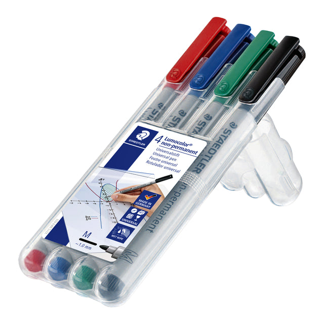 Viltstift Staedtler Lumocolor 315 non permanent M set à 4 stuks assorti