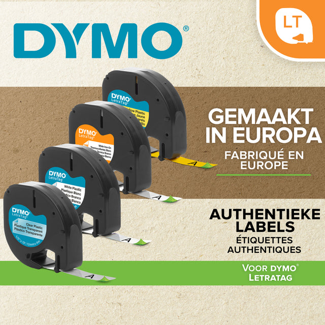 Labeltape Dymo 45012 D1 750520 12mmx7m rood op transparant