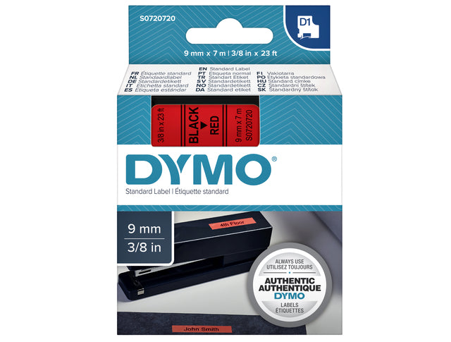 Labeltape Dymo 40917 D1 720720 9mmx7m zwart op rood
