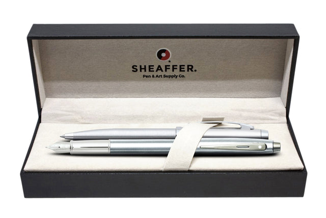 Schrijfset balpen en vulpen M Sheaffer 100 chroom/nikkel