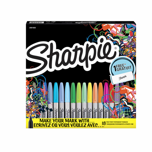 Viltstift Sharpie 0,9mm assorti + gratis pennenzak