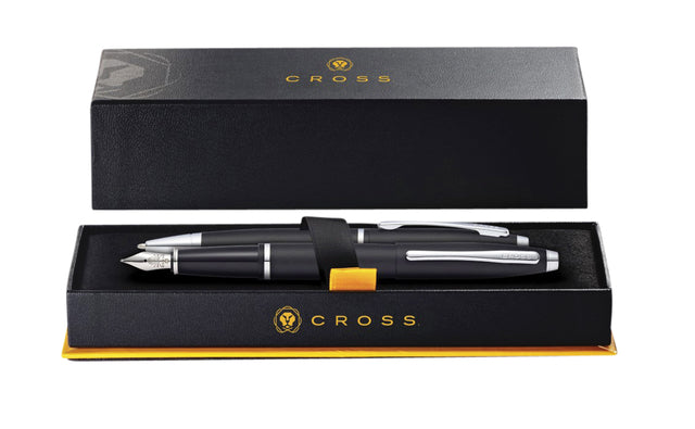 Schrijfset balpen en vulpen Cross Calais M mat zwart