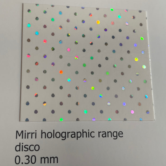 Mirri holographic disco 0.3mm 70 x 99 cm BL 240gr/m2 (25 platen)
