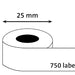 Etiket Dymo 11253 labelwriter 25x25mm verwijderbaar 750stuk