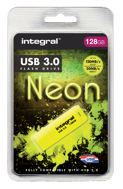 USB-stick 3.0 Integral 128GB neon geel