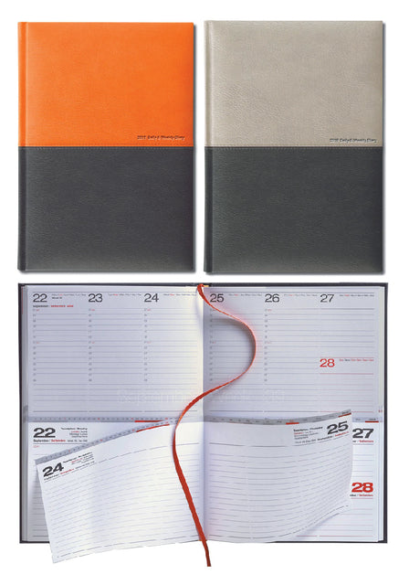 Agenda 2021 Lediberg Twin Timer medium oranje/zwart of zilvergrijs/zwart