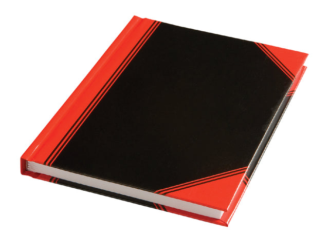 Notitieboek zwart/rood A7 lijn 60gr 96vel (per 12 stuks)