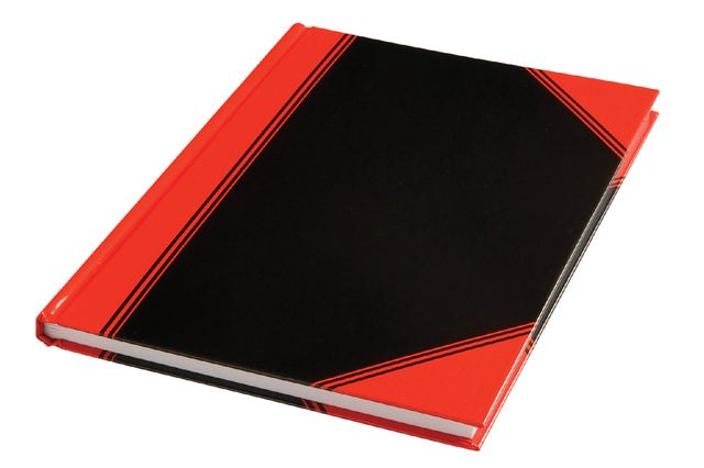 Notitieboek zwart/rood A4 lijn 70gr 96vel (per 6 stuks)